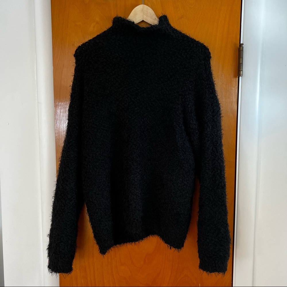 Nordstrom Woven Heart Black Eyelash Mockneck Sweater